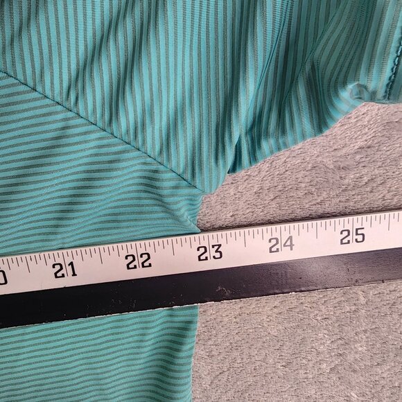 Mens Turquoise Striped Coofandy Polo Shirt Short Sleeve Polyamide Spandex Size L - Picture 9 of 11